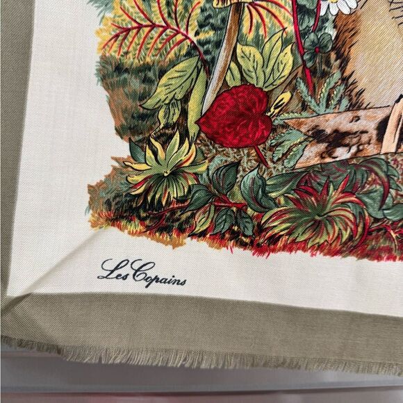 Les Copains Fringe Fox Nature Print Scarf Wrap - Picture 4 of 8